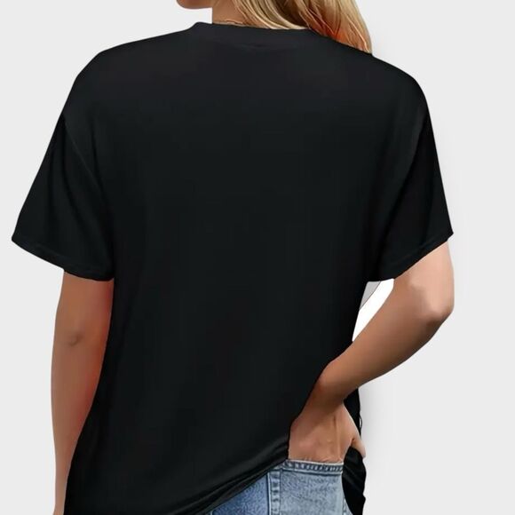 Pink hearts, leopard prints, flower & LOVE! Crew neck graphic black tee shirt - Picture 5 of 13